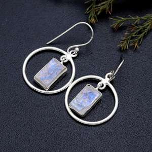 Factory Wholesale Price Dropshipping OEM ODM 925 Sterling Silver Rainbow Moonstone <b>Emerald</b> <b>Earring</b> Collection Women Fine Jewelry - Product Image 1