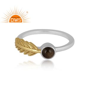 Latest Design Fine Sterling Silver Natural Gold Sheen <b>Obsidian</b> Gemstone Stackable Ring <b>Jewelry</b> For Women Gift For Her - Product Image 2