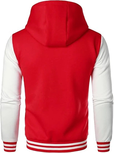 Veste universitaire de sport décontractée pour hommes manteau Letterman à capuche à la mode avec col montant veste à motif enduit pour hommes vente en gros - Product Image 3