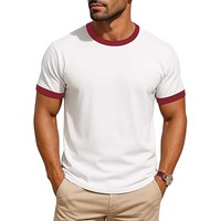 T-shirt Ringer pour homme en coton/bambou, écologique, respirant, séchage rapide, haute qualité, manches courtes, coupe classique, col rond