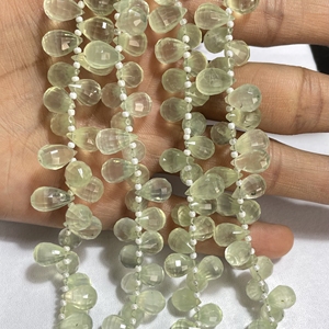 ลูกแพร์พรีไนต์เหลี่ยมเพชรพลอยสีเขียวธรรมชาติทรงหยดน้ำลูกปัด Briolette ขนาด10-12มม. สำหรับเครื่องประดับ - Product Image 4