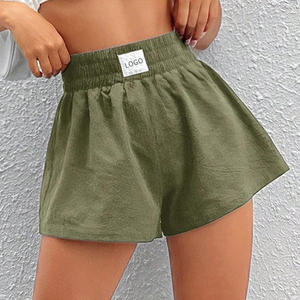 Shorts d'échauffement décontractés taille haute pour femme, nouvelle collection été, écologiques, couleur unie, délavés, personnalisables - Product Image 3