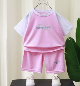 Pantalones cortos de manga corta de secado rápido para niños de verano Traje de dos piezas - Product Image 4