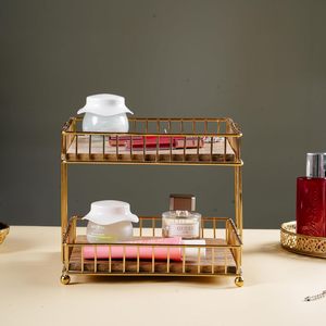 Étagère de rangement pour comptoir, organisation de petits espaces, plateau de rangement décoratif, décoration rustique moderne, décoration minimaliste dorée - Product Image 1