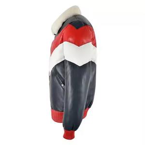 Personalizar la chaqueta de cuero de estilo Puffer para los hombres de nuevo diseño V-Bomber chaqueta de cuero de piel con cuello chaqueta de cuero Multicolor - Product Image 4