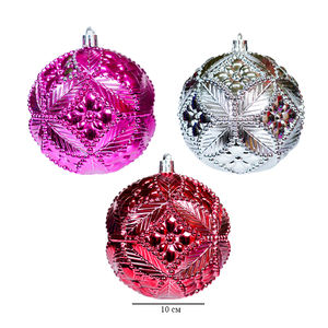 ชุดเครื่องประดับตกแต่งคริสต์มาสรูปทรงลูกบอลพลาสติกคุณภาพสูง ขนาด 10 ซม. 6 ชิ้น คละสี - Product Image 3