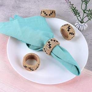 Lista de los principales patrocinadores, servilleteros, decoración de mesa de Hotel, servilleteros tejidos a mano, Juego de 4 anillos de tejido para el hogar y la cocina - Product Image 5