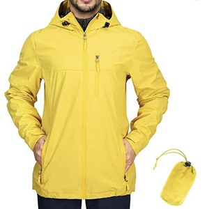 Chaqueta de lluvia ligera para hombre al por mayor, cortavientos para ciclismo y correr, impermeable, con capucha, cuello levantado, decoración bordada - Product Image 3