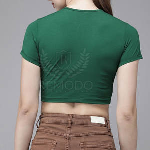 Nouveau design Dames été 220gsm coton Crop Top T Shirt Impression personnalisée Femmes Demande personnalisée Crop Top - Product Image 3