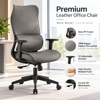 Chaise de bureau de direction à dossier haut en cuir texturé Nappa avec structure noire pour espace de travail de manager ou de président