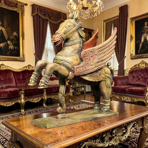 Estatua de Pegaso Alado de Estilo Tradicional, Diseño Animal, Estatua de Pegaso con Alas de Madera - Product Image 2