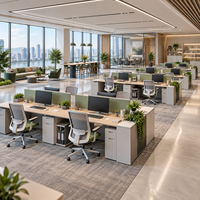 Bureau de travail moderne pour espace de travail ouvert, table modulaire pour employés avec armoire à dossiers pour espace de travail d'entreprise