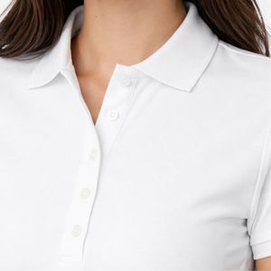 Polo de Alta Calidad para Mujer, Color Blanco Liso, Manga Corta, Informal, de Algodón - Product Image 3