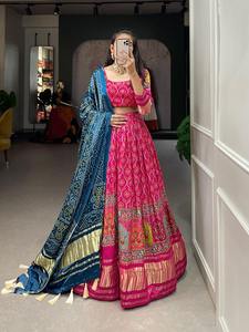ชุดออกแบบใหม่ล่าสุดผ้าไหม gaji lehenga choli & dupatta พร้อมพิมพ์ดิจิตอลและ lagadi patta ทำงานแฟชั่นผู้หญิง - Product Image 5
