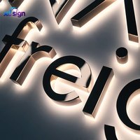 Enseigne LED 3D rétroéclairée en acier inoxydable personnalisée de qualité supérieure, compatible HomeKit, transformateur CA, IP65, pour bureaux, mariages, bâtiments, commerces