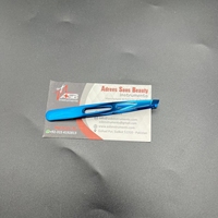 Pince à épiler professionnelle en acier inoxydable bleu plasma, à pointe inclinée carrée et affûtée, pour sourcils, avec logo personnalisé, écologique