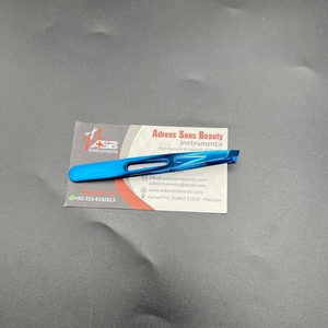 แหนบถอนคิ้วแบบมืออาชีพแหนบคิ้วแบบเอียงสองคมทำจากสเตนเลสพลาสม่าสีน้ำเงินโลโก้ออกแบบได้ตามต้องการ - Product Image 3