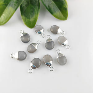 Wholesale Gold-Plated Grey <b>Moonstone</b> Tumble Gemstone Pendants Customizable Designs Religious Style Diamond Brass Discount - Product Image 4