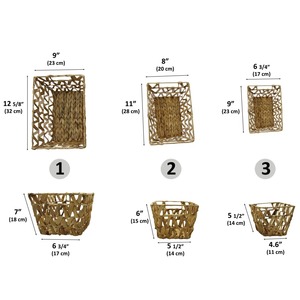 Juego de 3 Cestas de Jacinto de Agua Tejidas a Mano, Cesta de Almacenamiento Hecha a Mano, Ecológica, Hecha en Vietnam - Product Image 2