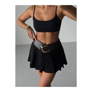 Ceinture élastique pour femme avec boucle dorée, ceinture pour veste, ceinture pour chemise, ceinture pour robe - Marron - Product Image 6
