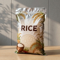 Sac d'emballage pour riz à fond plat imprimé sur mesure 1kg 5kg, pochette sous vide haute barrière PA PE pour céréales