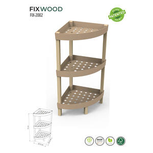 Estante Modular de Esquina de 3 Niveles, Organizador de Baño de Madera - Fix-2002 - Product Image 3