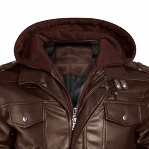 Hoodie en cuir élégant et décontracté pour l'hiver, léger, avec coutures soignées, allure moderne, texture durable, confortable à porter - Product Image 6