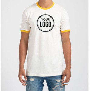 Camiseta deportiva blanca/amarilla con cuello redondo y logotipo personalizado, camiseta con timbre en blanco para marca, camiseta con logotipo estampado personalizado para hombre - Product Image 6