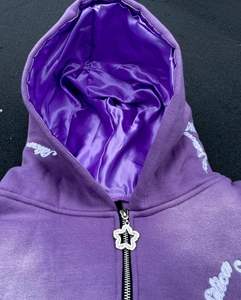 Conjunto Deportivo de Dos Piezas Estilo Urbano Desgastado por el Sol, Sudadera con Capucha y Pantalones Deportivos con Lavado Ácido y Parches Desgastados - Product Image 5