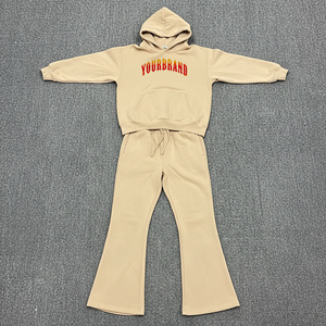 Vêtement de survêtement pour femmes en gros, 100% coton, surdimensionné, logo imprimé sur écran personnalisé, couleur unie, hip-hop, vêtements décontractés d'hiver, ensemble 2 pièces - Product Image 4