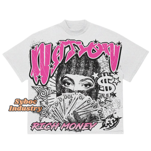 T-shirt surdimensionné en détresse pour hommes poids lourd 280 GSM coton recadrée Boxy Fit luxe Vintage T-Shirt garçons - Product Image 5