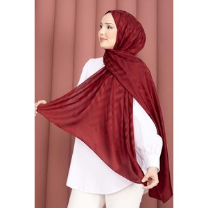 Série de châles jacquard bordeaux à motif en zigzag, ensemble élégant de foulard, de gants et de chapeau - Product Image 2