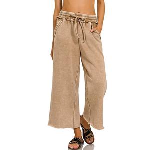 กางเกงวอร์มทรงพาลาซโซ่ ผ้าคุณภาพสูง 300 GSM ล้างสีแบบ Acid Wash สไตล์ลำลอง ความยาวระดับเข่า มีเชือกผูกเอว ขากว้าง รับสกรีนโลโก้ กางเกงวอร์มผู้ชาย - Product Image 3