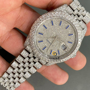 Reloj Hip Hop Moissanite para hombre con corte brillante redondo mejorado Diamante de color DEF brillante y claridad VVs - Product Image 2