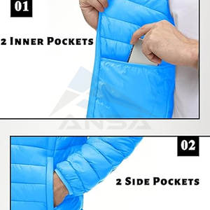 Chaqueta acolchada para exteriores para hombre, Abrigo acolchado resistente al agua a prueba de viento con capucha, proveedor a granel OEM con opciones de diseño personalizado para hombre - Product Image 5