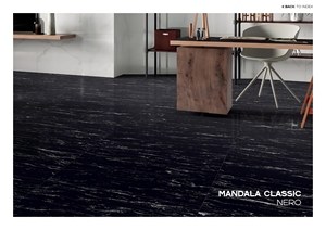 กระเบื้องพอร์ซเลนขัดเงา MANDALA CLASSIC NERO ขนาด 600x1200 มม. สำหรับตกแต่งภายใน สไตล์โมเดิร์นยุโรป เหมาะสำหรับห้องพัก วิลล่า และห้างสรรพสินค้า - Product Image 2