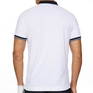 Transpirable que absorbe la humedad 100% poliéster Ajuste estándar relajado con tapeta de 2 botones Black Performance Mens Golf Polo Shirt - Product Image 5