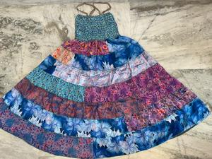 Vestido de Seda Reciclada con Patchwork Hecho a Mano: Falda Maxi Boho con Capas - Product Image 3