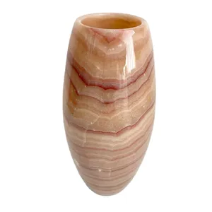 Vase en onyx rouge pêche Vintage, Vase à fleur en pierre d'onyx Unique, Vase en onyx en pierre naturelle - Product Image 1