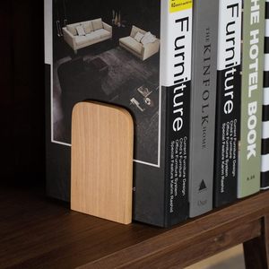 Wood <b>Book</b> <b>Ends</b> for Shelves Non-Slip Bookends Heavy Duty Wooden Bookend Support for <b>Books</b> and Movies (Beech 2 Pairs) - Product Image 3