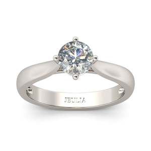 Jeulia Classic <b>Solitaire</b> Round Cut Moissanite <b>Ring</b> in Sterling <b>Silver</b> - Product Image 1