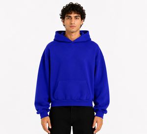 Sweat-shirt pour homme 100% fabriqué en Italie, ODM, toucher doux, coton poly, design à poche surdimensionnée, vêtement d'hiver, couleur bleu royal - Product Image 1