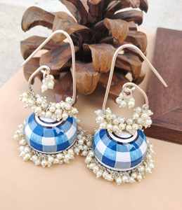 Latest Fashion Indian Meenakari Jhumki <b>Dangle</b> <b>Earrings</b> Vibrant Enamel Work <b>Pearl</b> Drop Accents for Women Directly Manufacturers - Product Image 1