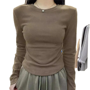 T-shirts à manches longues slim pour femmes, col rond, imprimés, basiques, doux, chauds, couleurs unies, décontractés, streetwear, pulls - Product Image 5