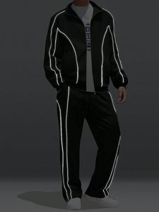 Conjuntos Deportivos Hip Hop Personalizados para Hombre, Corte Holgado, con Ribete en Contraste, Diseño Curvo 3D, Sudadera con Cordón de Nailon y Pantalones Jogger - Product Image 6