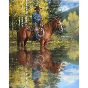 Cowboy Horse Accent Decor Tile Jack Sorenson Western Art Placas de la categoría de RW-JS063AT - Product Image 1