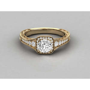 Anillo Brillante de Diamantes Redondos Solitarios en Oro de 18K para Mujer - Product Image 1
