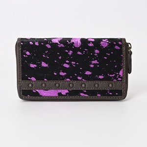 Cartera de mano de piel de vaca rosa con bordado de diamantes de imitación - Product Image 3