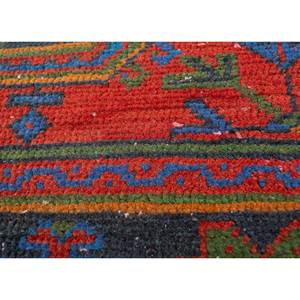 Tapis en laine vintage 9x12 rouge et orange, noué à la main, motif géométrique pour la décoration du salon, des couloirs, nom du produit Pae-2526 - Product Image 3