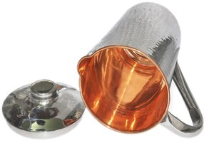 Copper Jug Pitcher Drinkware Accessory for Ayurvedic Healing Outside Steel Inside Copper Metal Pitcher - Product Image 6